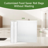 Bonsenkitchen Vacuum Sealer Bags, 11 in x 50 ft Rolls 2 Pack Seal Bags for Food Storage Saver, BPA Free, Commercial Grade Textured Food Roll Bags, Customized Size Bag for Sous Vide Cooking,VB3210